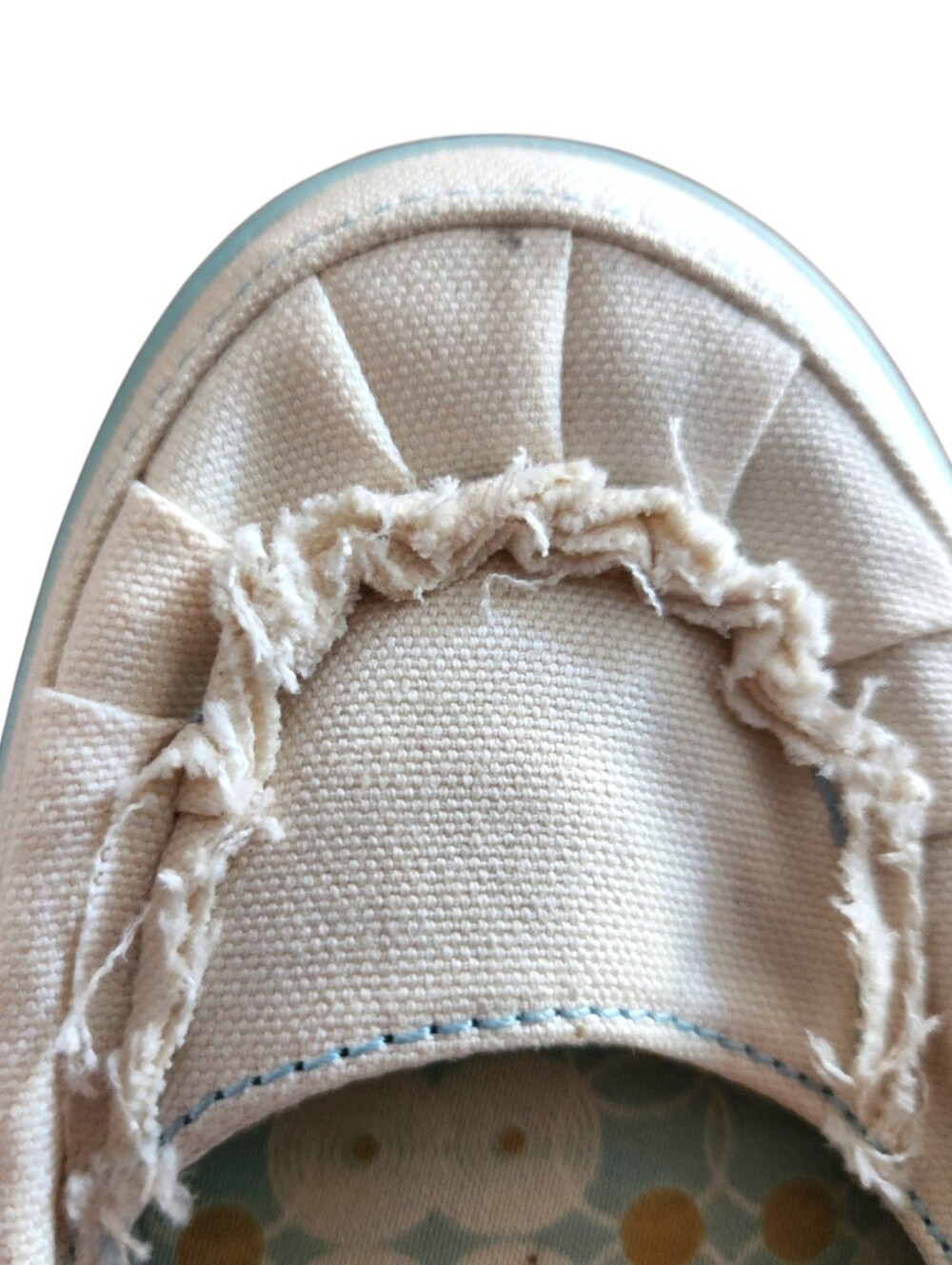 Keds Off-White Blue Canvas Distressed Ballet Flats Slip Ons VGUC Womens Size 8.5 - Picture 4 of 12